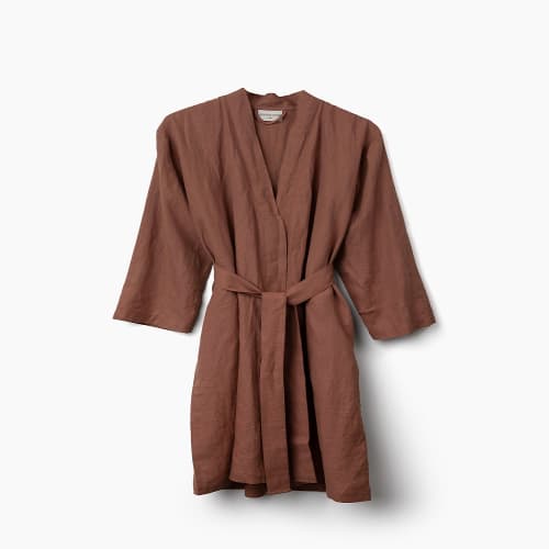 BOKSER French Linen Robe, Small/Medium 48" L, Clay